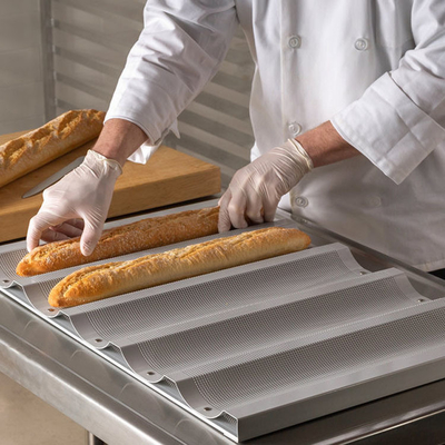 RK Bakeware China Foodservice NSF 5 Loaf Glazed Aluminium Baguette Baking Tray French Bread Pan