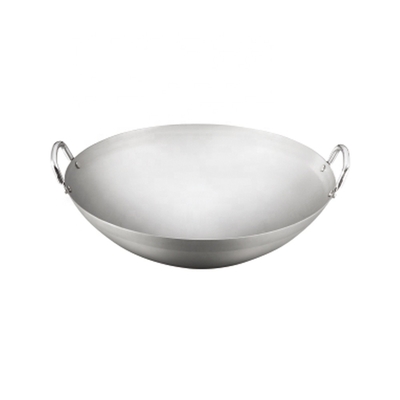 50*14cm Peralatan Dapur Komersial Peralatan Masak Non Stick Baja Karbon Cina Big Double Ear Wok Burner Untuk Restoran