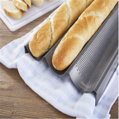 RK Bakeware China Foodservice NSF Ukuran Penuh 16 Gauge 5 Baris Antilengket Aluminium Baguette Roti Baking Tray