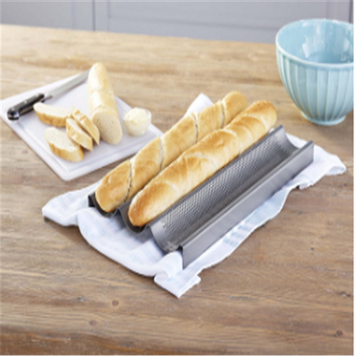 RK Bakeware China Foodservice NSF Ukuran Penuh 16 Gauge 5 Baris Antilengket Aluminium Baguette Roti Baking Tray