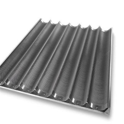 RK Bakeware China Foodservice NSF Siicone Mengkilap 800*600mm 8 Seruling Channel Aluminium French Baguette Baking Tray