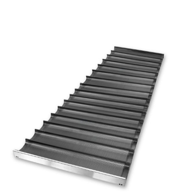 RK Bakeware China Foodservice NSF Siicone Mengkilap 800*600mm 8 Seruling Channel Aluminium French Baguette Baking Tray