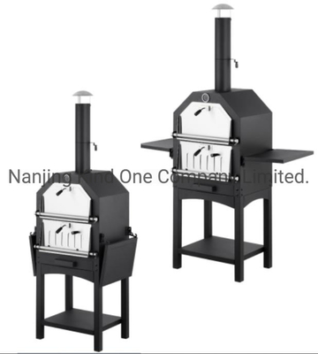 Rumah Menggunakan Indoor Outdoor Komersial Patio Garden Party Charcoal Pizza Oven dengan Dua Meja Samping