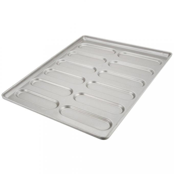 RK Bakeware China Foodservice NSF 0215 Glazed Aluminized Steel Rounded End Hoagie Bun Pan Hamburger Bun Baking Tray 1