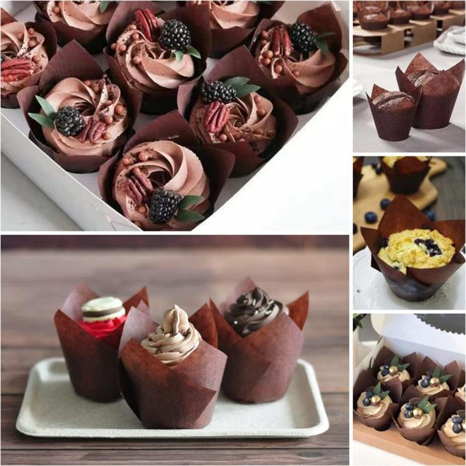 Rk Bakeware China Large Size Brown Greaseproof Paper Baking Cupcake Muffin Liner Tulip Baking Cup